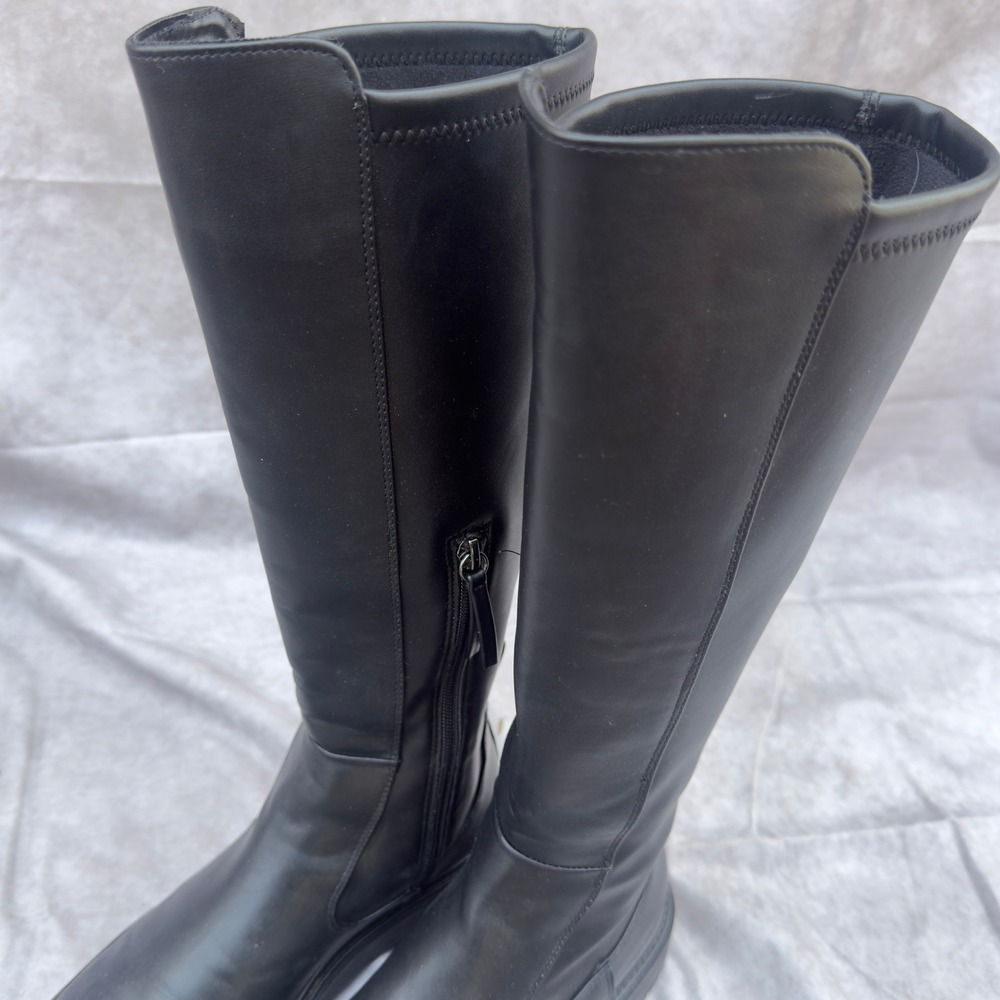 Zara Womens Black Knee High Lug Sole Platform Boots Size 37 2050/210/800 - Picture 3 of 8